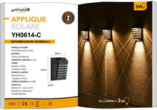 Faretto Applique Led Ricaricabile 3W Solare Da Giardino Esterno Ip65 Calda 3000K
