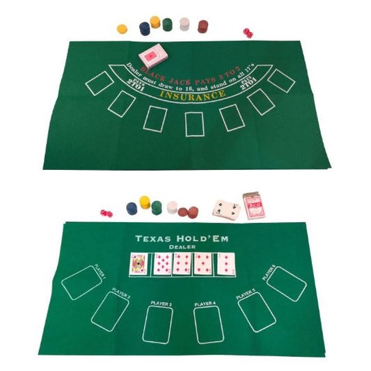 Panno Copritavolo Per Tavolo Da Poker Texas Blackjack Fiches Carte Verde 60X90