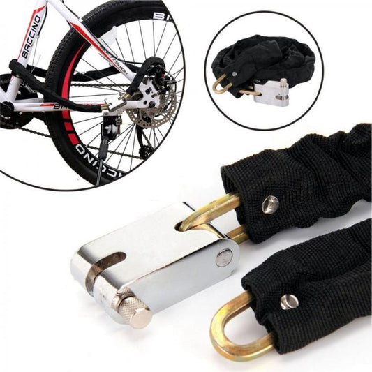 CATENA + LUCCHETTO ANTIFURTO METALLO PER SCOOTER MOTO DA BICI RIVESTITO 3 CHIAVI