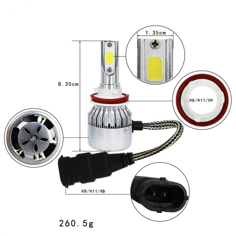 COPPIA LAMPADE LED AUTO FARI H8 H9 H11 MOTO LAMPADINE 36W LUCE BIANCA 6000K FARO