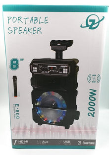 CASSA KARAOKE LED AMPLIFICATA TROLLEY BLUETOOTH USB SD CON MICROFONO TELECOMANDO
