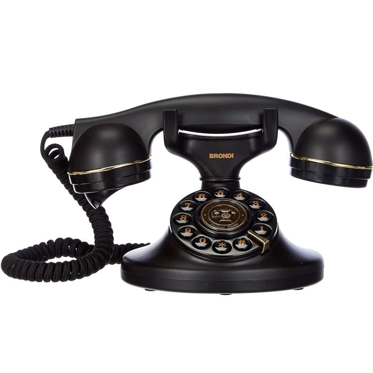 BRONDI TELEFONO FISSO VINTAGE 10 TAVOLO RETRO SUONERIA REGOLABILE FILO NERO