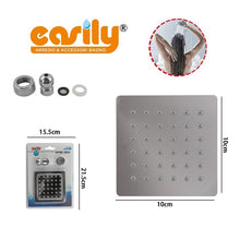 Soffione Doccia Bagno In Acciaio Inox Ultra Slim Lucido Cromato 10Cm-Quadrato