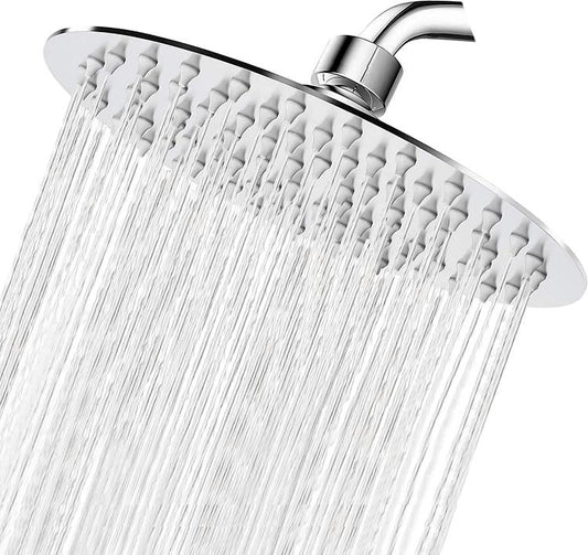 Soffione Doccia Bagno Acciaio Inox Design Ultra Slim Lucido Cromato 10Cm-Rotondo