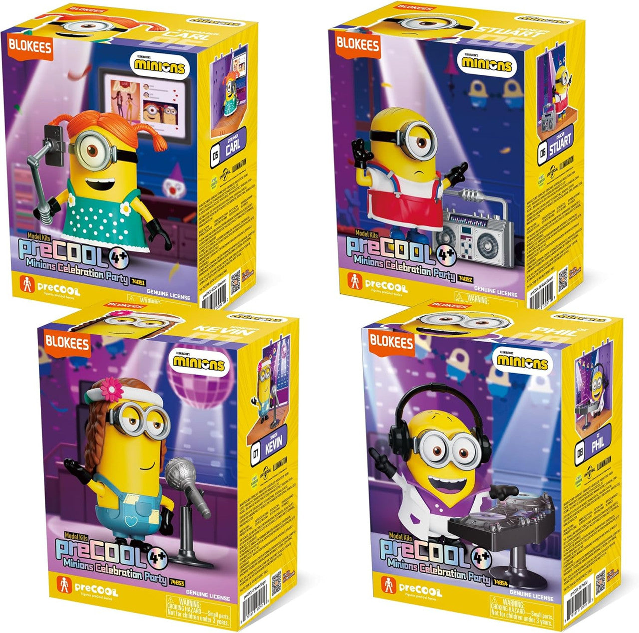 Blokees Minions - PreCool - Celebratate Party Series 02 - Plastic Model Kits (Blind Box) CASE OF 8 - Action Figure da Collezione 74855