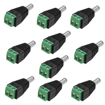 10pz CONNETTORE CONNETTORI SPINOTTO ALIMENTAZIONE MASCHIO A VITE TELECAMERE/LED