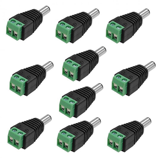 10pz CONNETTORE CONNETTORI SPINOTTO ALIMENTAZIONE MASCHIO A VITE TELECAMERE/LED