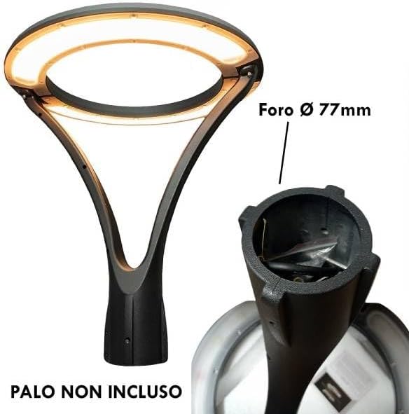 Lampione Moderno Led 100W/930W Cerchio Fungo Ip65 Design Elegante Luce Giardino