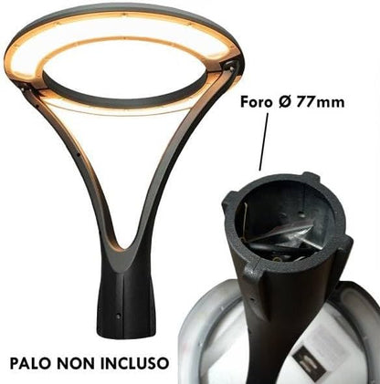 Lampione Moderno Led 100W/930W Cerchio Fungo Ip65 Design Elegante Luce Giardino