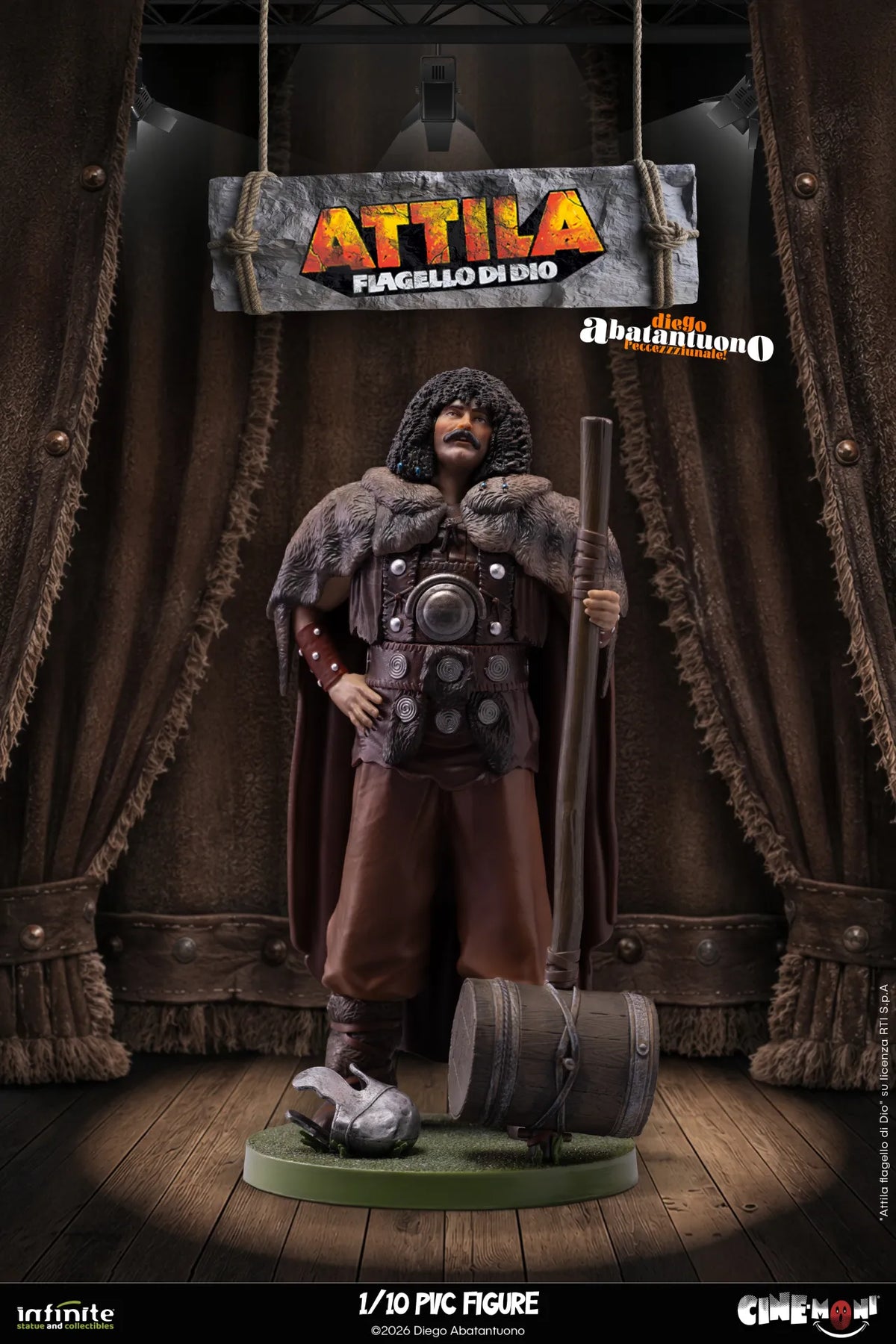 Infinite - Diego Abatantuono Attila Cine-Moni 1/10 Statue Figure Statuetta Figura 19Cm