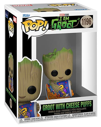 Funko Pop ! Marvel I Am Groot - (1196) Groot W/ Cheese Puffs Bobble Head 9Cm