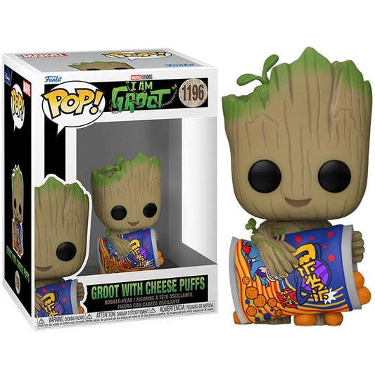 Funko Pop ! Marvel I Am Groot - (1196) Groot W/ Cheese Puffs Bobble Head 9Cm
