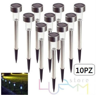 10 Lampade Paletti LED Luci da Giardino con Pannello a Energia Solare Segnapassi