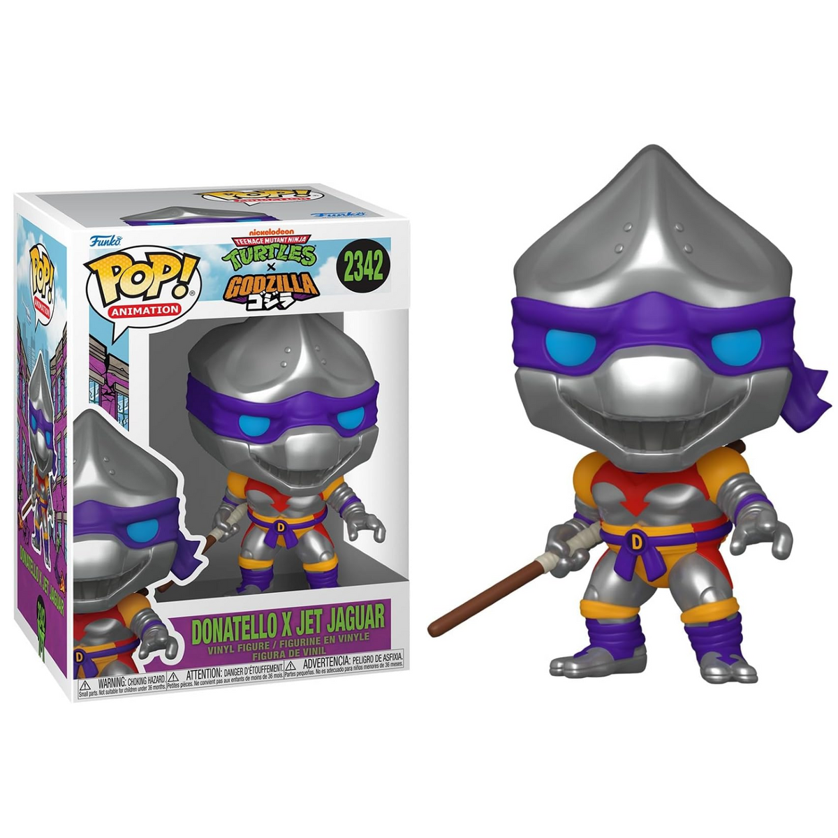 Funko Pop! Animation: Turtles X Godzilla - (2342) Donatello X-Jet Jaguar Figure TMNT 9cm