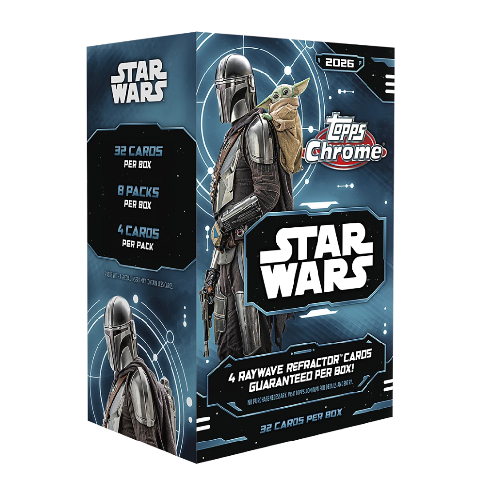 Topps Chrome - Star Wars Value Box 2026 Card Collezionabili 32 Carte Ufficiali - 8 Buste TCG