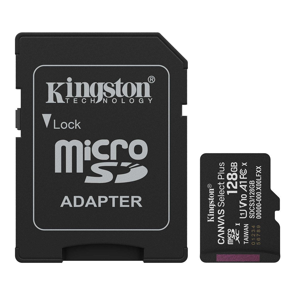 Kingston Canvas Select Plus SDCS3/128GB Scheda di memoria Micro SD 128GB microSDXC Gen3 150MB/s A1 Adattatore SD incluso