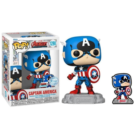 Funko Pop ! Marvel Avengers (1290) Captain America W/Enamel Pin Special Edition