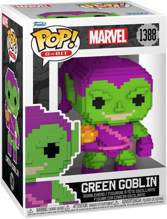 Funko Pop ! Marvel 8-Bit Spider-Man (1388) Green Goblin Vinyl Figure 9Cm