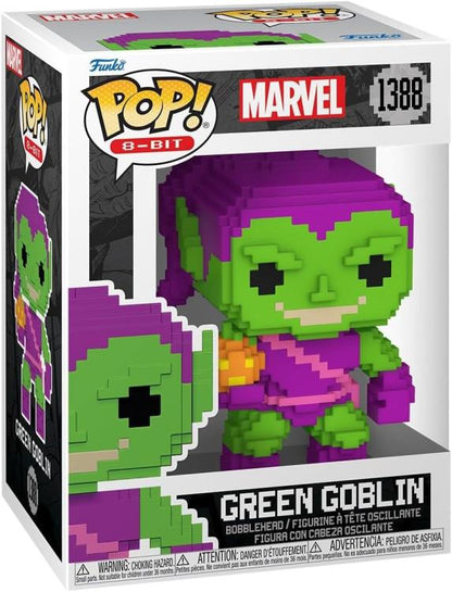 Funko Pop ! Marvel 8-Bit Spider-Man (1388) Green Goblin Vinyl Figure 9Cm