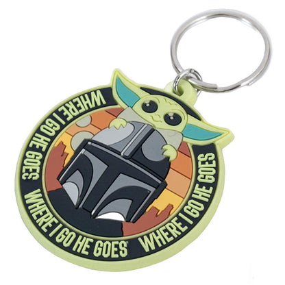 Pyramid Portachiavi Star Wars: The Mandalorian (Where I Go He Goes) - Keychain In Gomma