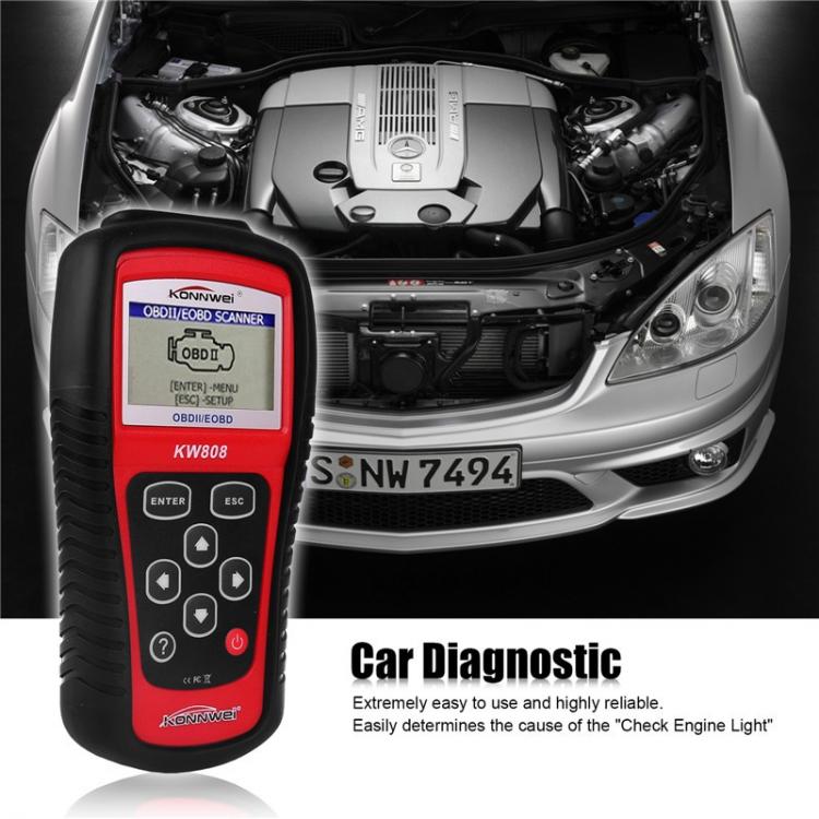 Diagnostica Tester OBD2 II Scanner Konwei kw808 Lettore Codice Centralina Auto