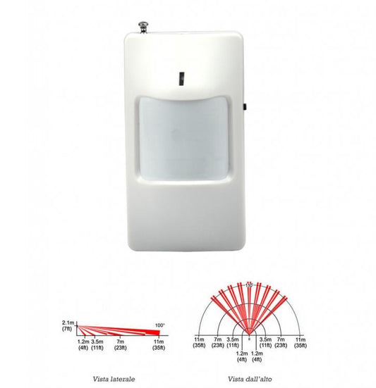 Sensore Di Movimento Pir Volumetrico Wireless Allarme Antifurto Freq. 315/433Mhz