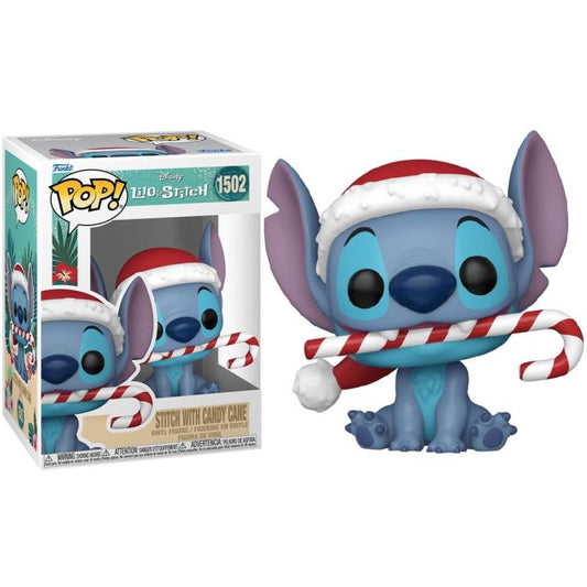 Funko Pop ! Disney Lilo & Stitch Holiday (1502) Stitch W/Candy Cane Figure 9Cm