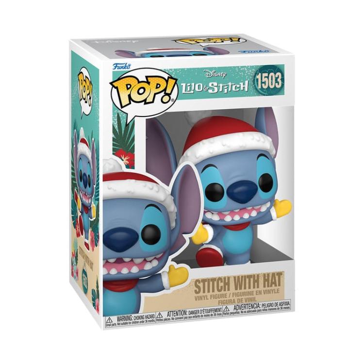 Funko Pop ! Disney Lilo & Stitch Holiday (1503) Stitch W/Hat Vinyl Figure 9Cm