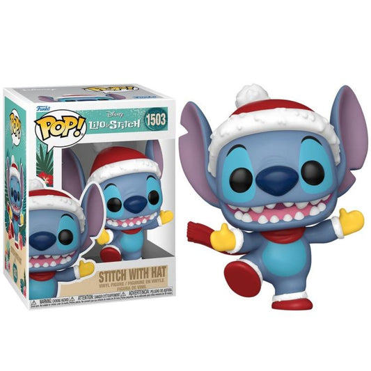 Funko Pop ! Disney Lilo & Stitch Holiday (1503) Stitch W/Hat Vinyl Figure 9Cm