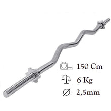 Hb Bilanciere Curl 150Cm Ø25Mm Acciaio Manubrio Barra Curva Bodybuilding 1,50M