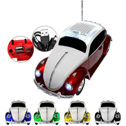 AKAI MAGGIOLINO AUTO RETRO SPEAKER BLUETOOTH AUX USB CASSA LED PORTATILE WS-1958