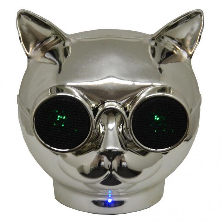 AKAI | SPEAKER BLUETOOTH AUX USB CASSA LED PORTATILE CANE/GATTO BILLY CHROME