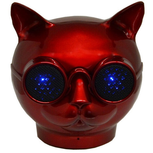 AKAI | SPEAKER BLUETOOTH AUX USB CASSA LED PORTATILE CANE/GATTO CHROME BILLY RED