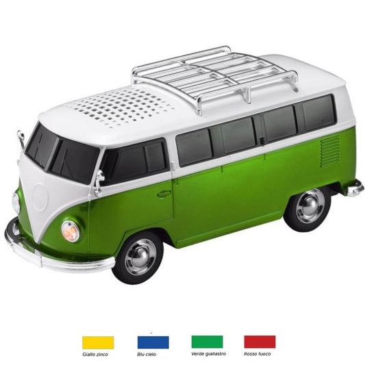 AKAI | PULMINO RETRO VAN MINI BUS SPEAKER BLUETOOTH AUX USB CASSA LED PORTATILE