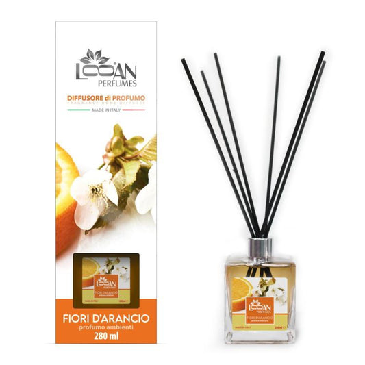 Looan Profumatore Ambiente Bastoncini 280Ml Diffusore Profumo Casa Fiori Arancio