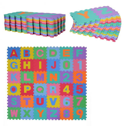 Tappeto Puzzle Bambini 36Pz Gioco Tappetino Morbido Numer Lettere Alfabeto Gomma