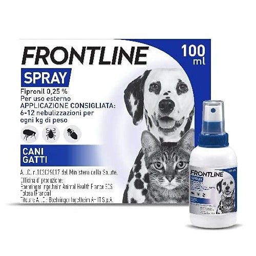 Frontline Spray 100 Ml | Antiparassitario Cani Gatti Anti Zecche Pulci Pidocchi