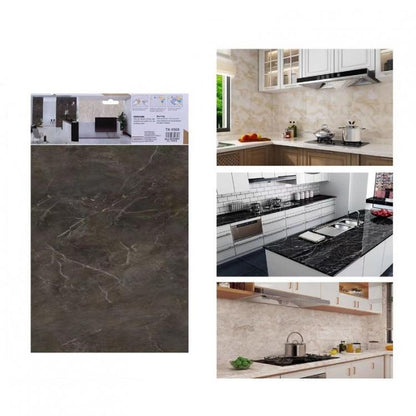 ADESIVO CARTA DA PARATO 3D EFFETTO MARMO GRIGIO PANNELLO SPUGNA 30X60CM |TX-9580