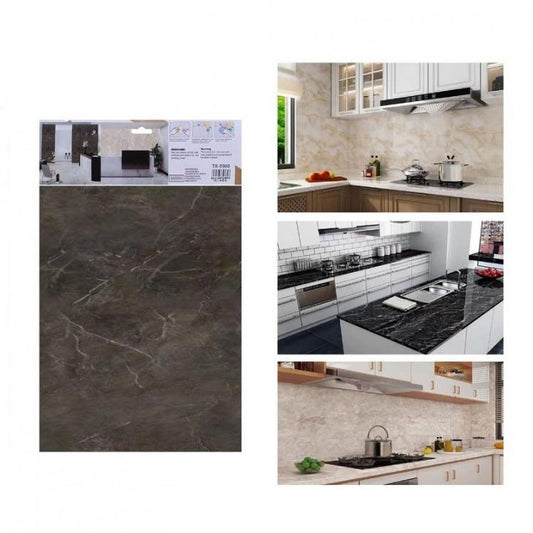ADESIVO CARTA DA PARATO 3D EFFETTO MARMO GRIGIO PANNELLO SPUGNA 30X60CM |TX-9580