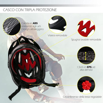 CASCO BICI REGOLABILE LEGGERO BICICLETTA CORSA MOUNTAIN BIKE MTB STRADA CICLISMO