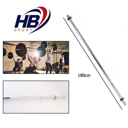 BILANCIERE DIRITTO 180CM Ø25mm ACCIAIO MANUBRIO BARRA LISCIA BODYBUILDING 1,80m