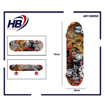 Hb Sport Skateboard Completo Ragazzi/Adulto Unisex Skate In Legno 06050 70Cm