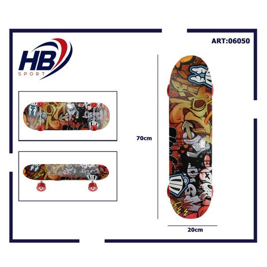 Hb Sport Skateboard Completo Ragazzi/Adulto Unisex Skate In Legno 06050 70Cm