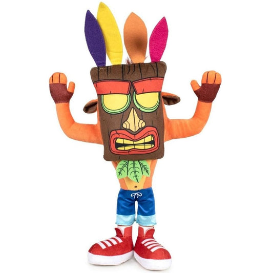 Peluche Crash Bandicoop (con maschera aku aku) 30 cm – Pupazzo Giocattolo Toys Plush
