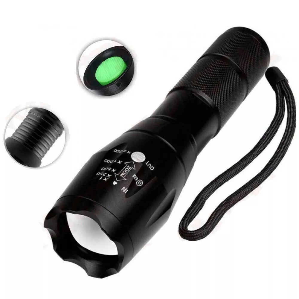 Torcia Tattica Militare Led T6 100000 Lumen Bici Zoom Luce Ricaricabile Lanterna