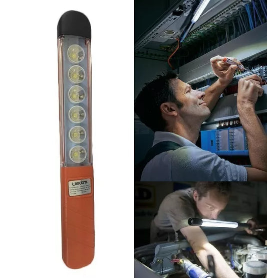 Lampada Torcia Lavoro Gancio-Calamita Portatile 6 Led Ricaricabile Officina Faro