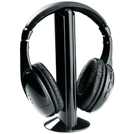 CUFFIE WIRELESS WIFI SENZA FILI 5in1 BASETTA MICROFONO PER RADIO PC TV ANZIANI