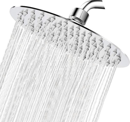 Soffione Doccia Bagno Acciaio Inox Design Ultra Slim Lucido Cromato 20Cm-Rotondo
