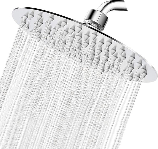 Soffione Doccia Bagno Acciaio Inox Design Ultra Slim Lucido Cromato 20Cm-Rotondo