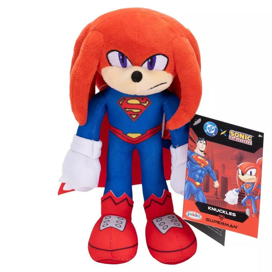 Jakks Pacific: Peluche - Dc x Sonic the Hedgehog - Knuckles  "Superman" - Pupazzo Figure Plush 23cm